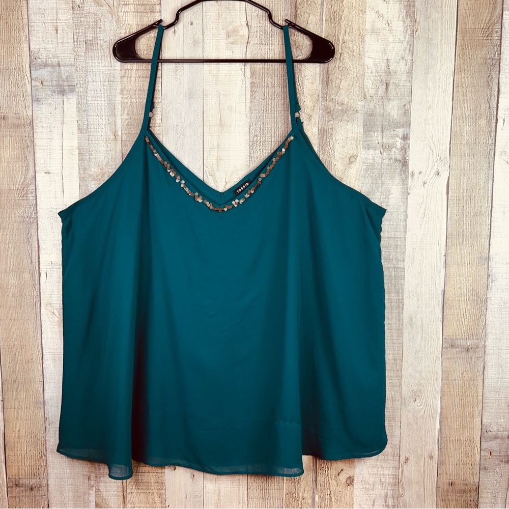 Torrid Size 4 Chiffon Cami Sequin Neckline & Adjustable Straps